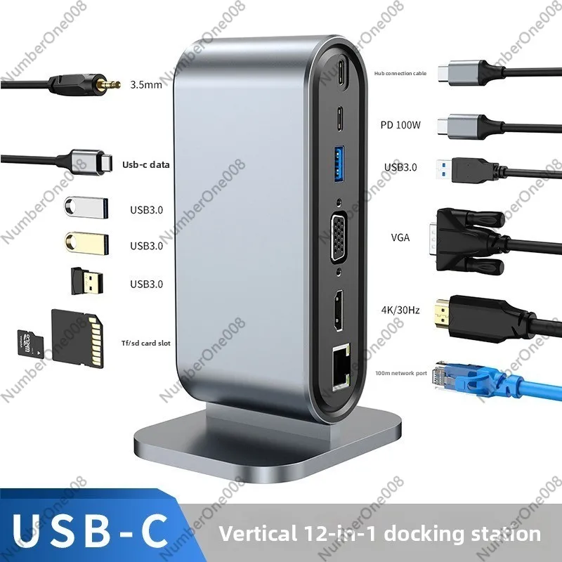 Type C Multiport Adapter - محطة إرساء USB عمودية بـ 12
