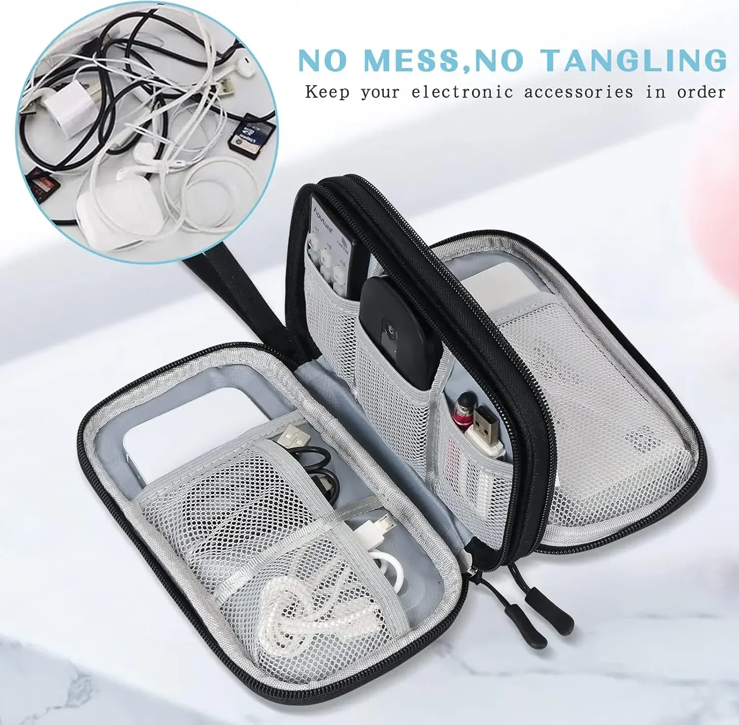 حقيبة كابلات للسفر، حقيبة تخزي - مراجعة Cable Organizer Bag وسعره